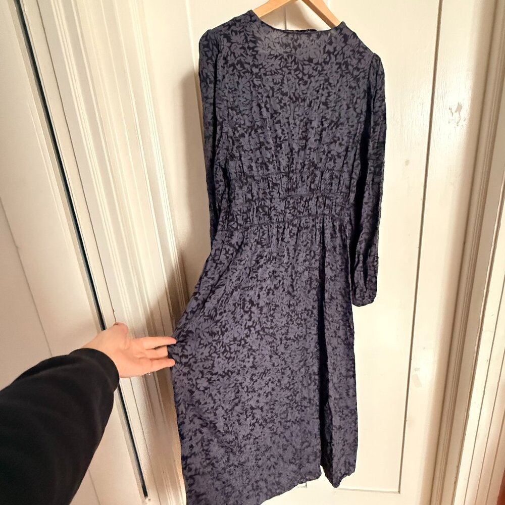 Zara Grey & Black Floral Flowy Maxi Dress (L)